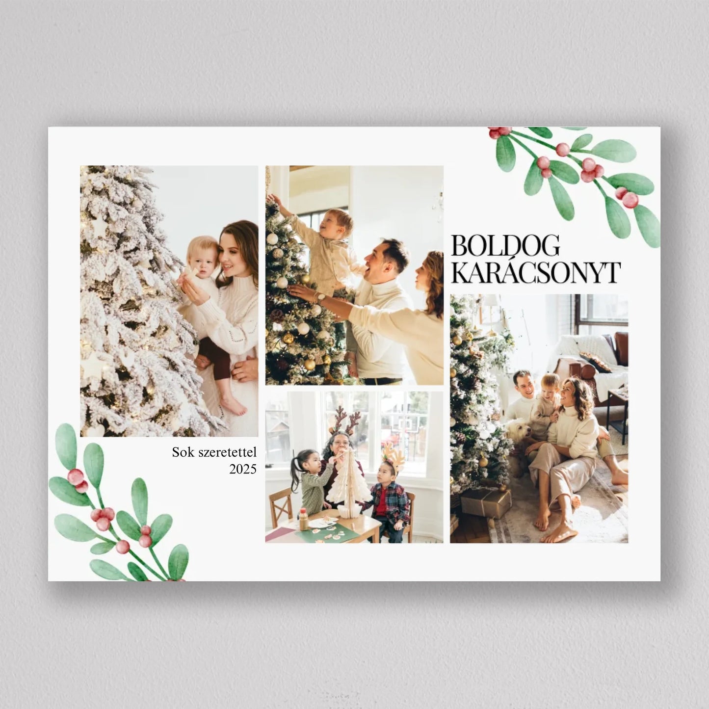 Karácsonyi fagyöngy stílusú fotókollázs