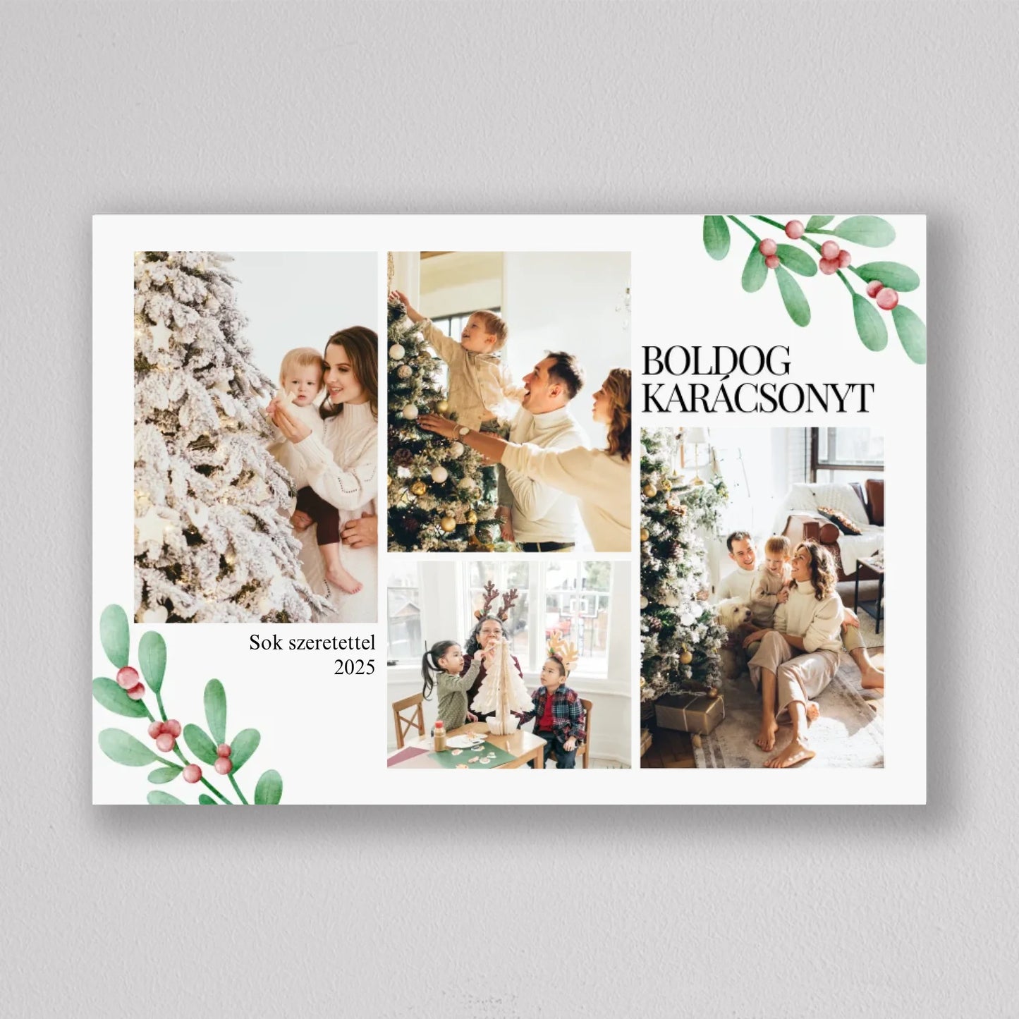 Karácsonyi fagyöngy stílusú fotókollázs