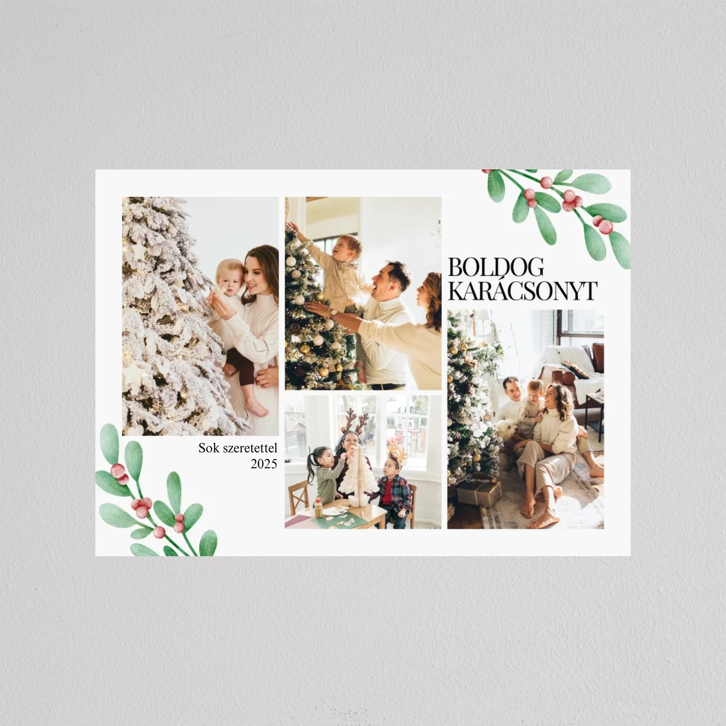 Karácsonyi fagyöngy stílusú fotókollázs