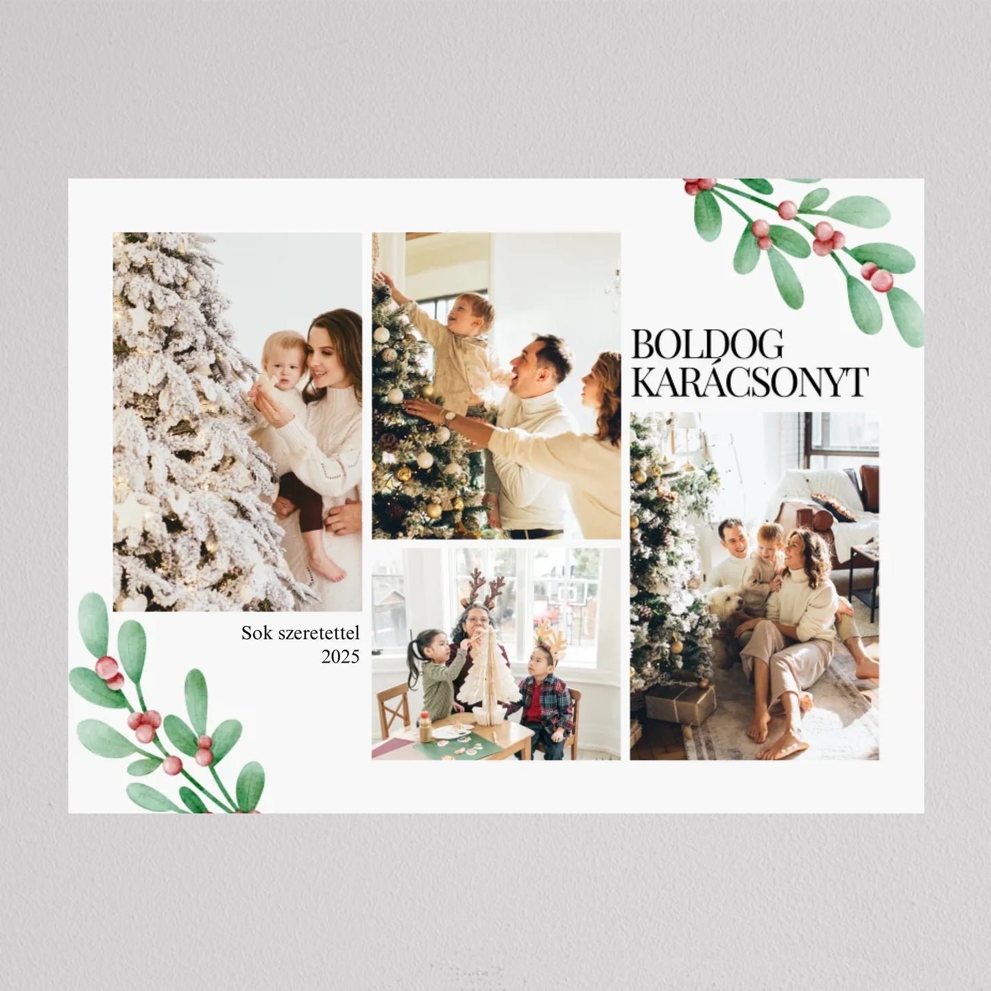 Karácsonyi fagyöngy stílusú fotókollázs