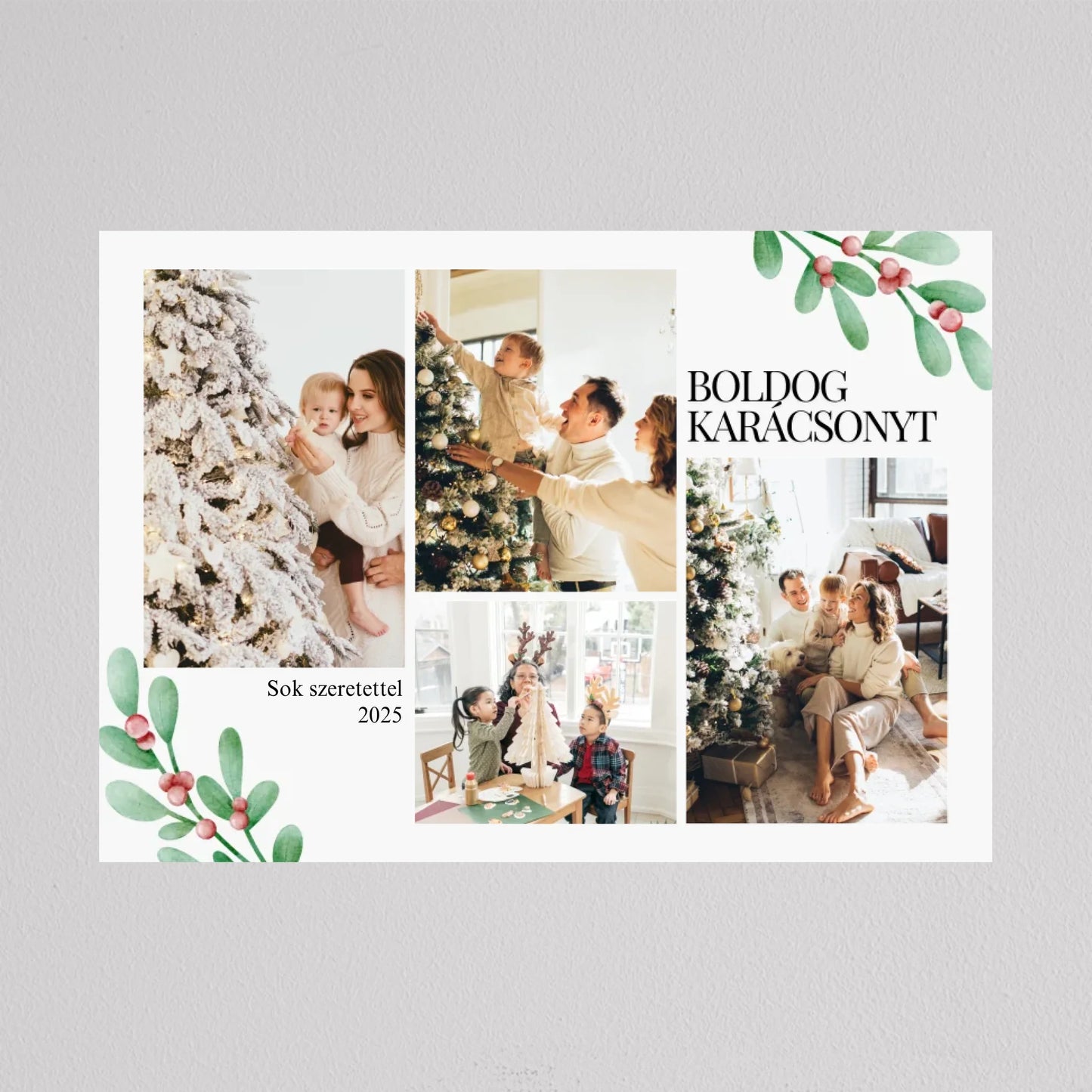 Karácsonyi fagyöngy stílusú fotókollázs