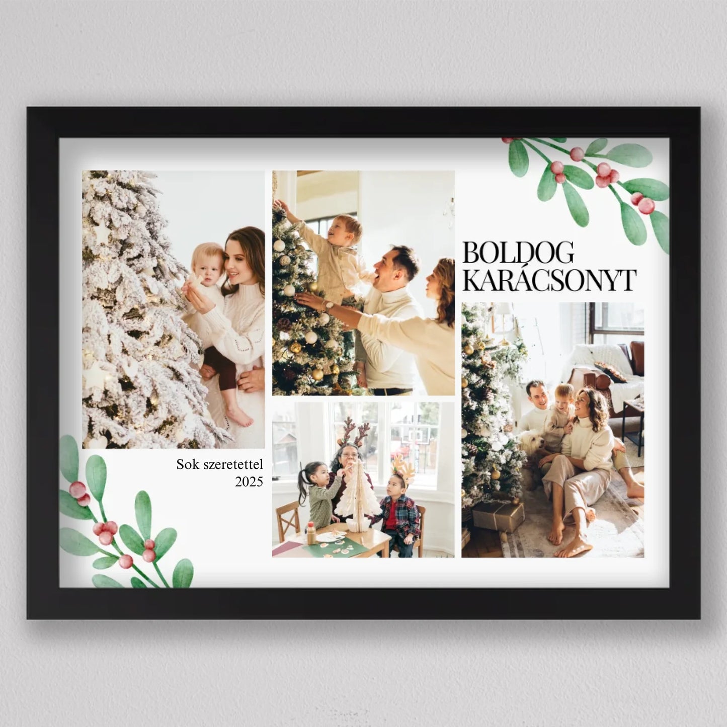 Karácsonyi fagyöngy stílusú fotókollázs