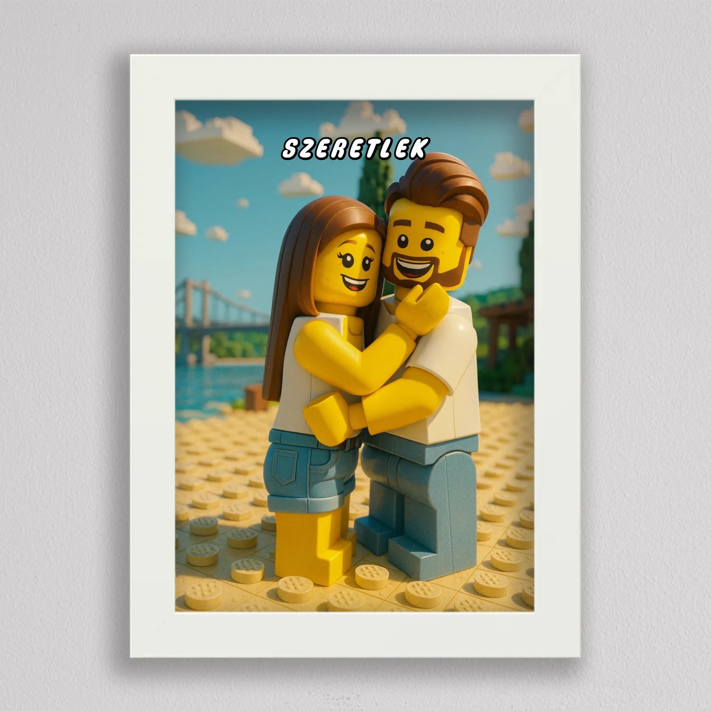 LEGO stílusú családi falikép mesterséges intelligencia (AI) által létrehozott