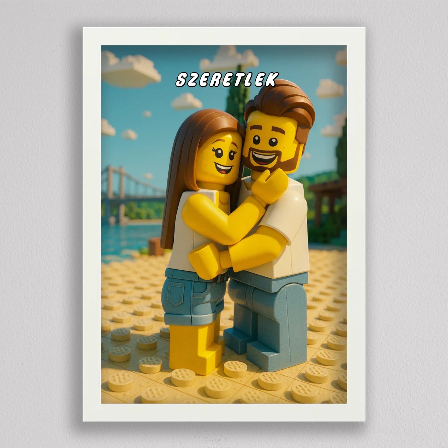 LEGO stílusú családi falikép mesterséges intelligencia (AI) által létrehozott