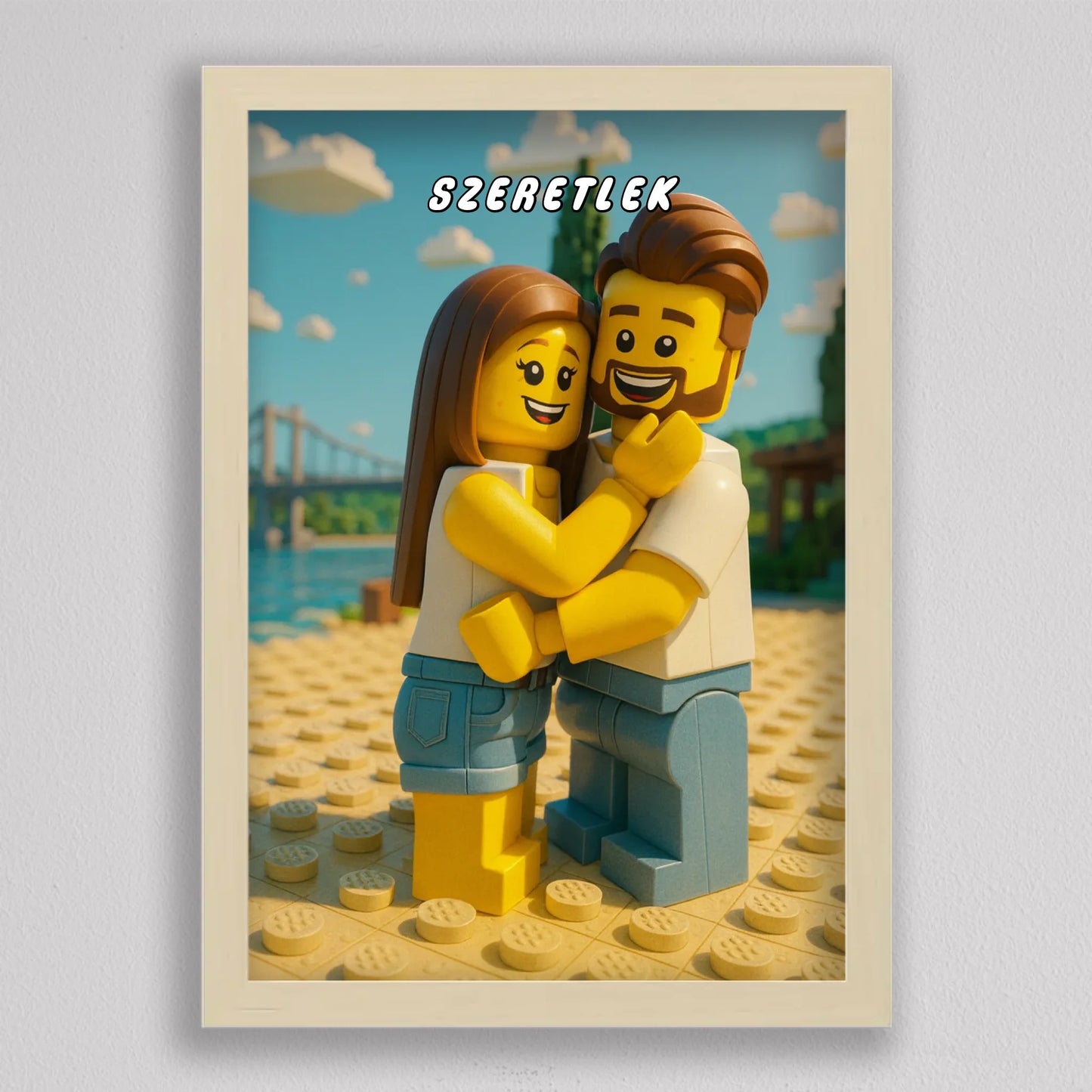 LEGO stílusú családi falikép mesterséges intelligencia (AI) által létrehozott