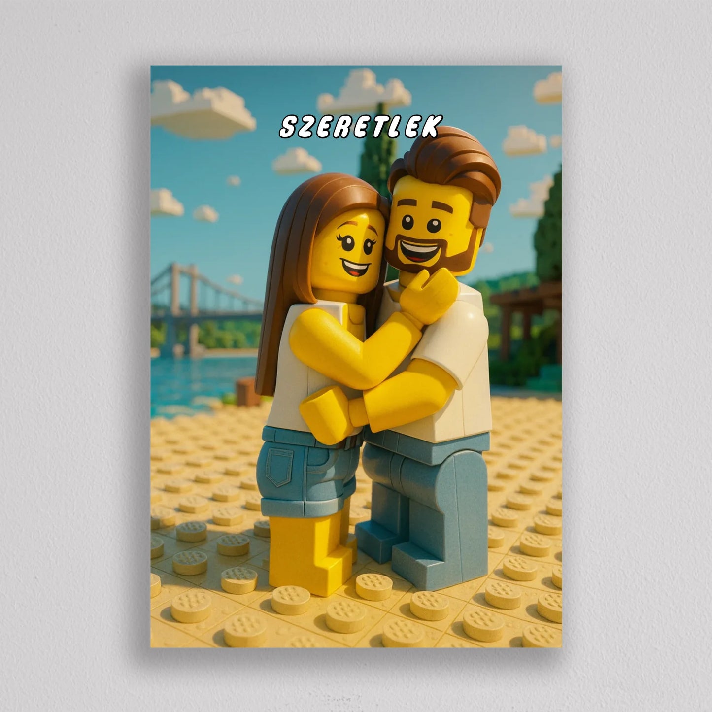 LEGO stílusú családi falikép mesterséges intelligencia (AI) által létrehozott