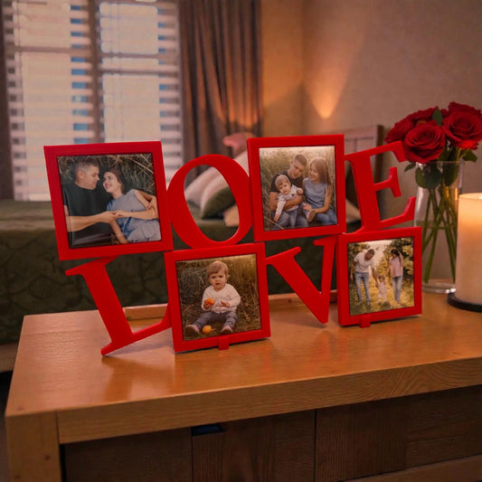 LOVE 3D fényképes hűtőmágnes fotótartó – 4 képes, cserélhető fotókkal