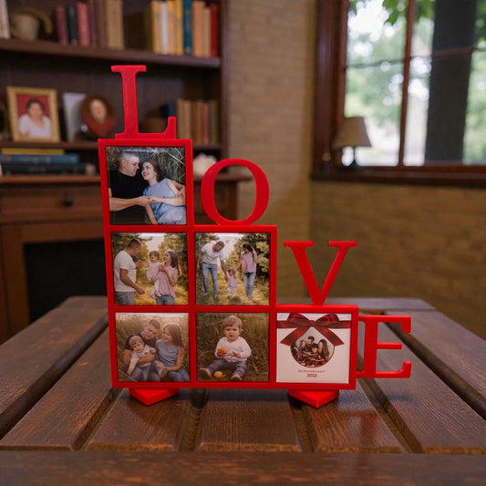 LOVE 3D fényképes hűtőmágnes fotótartó – 6 képes, cserélhető fotókkal