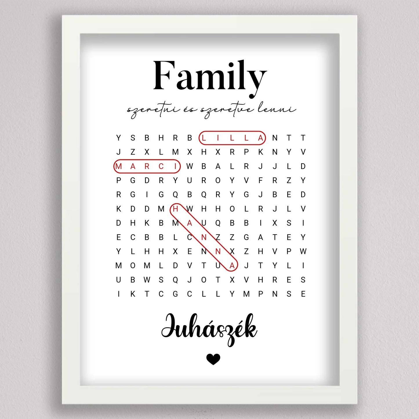 A Mi Családunk – Egyedi Szókereső Falikép