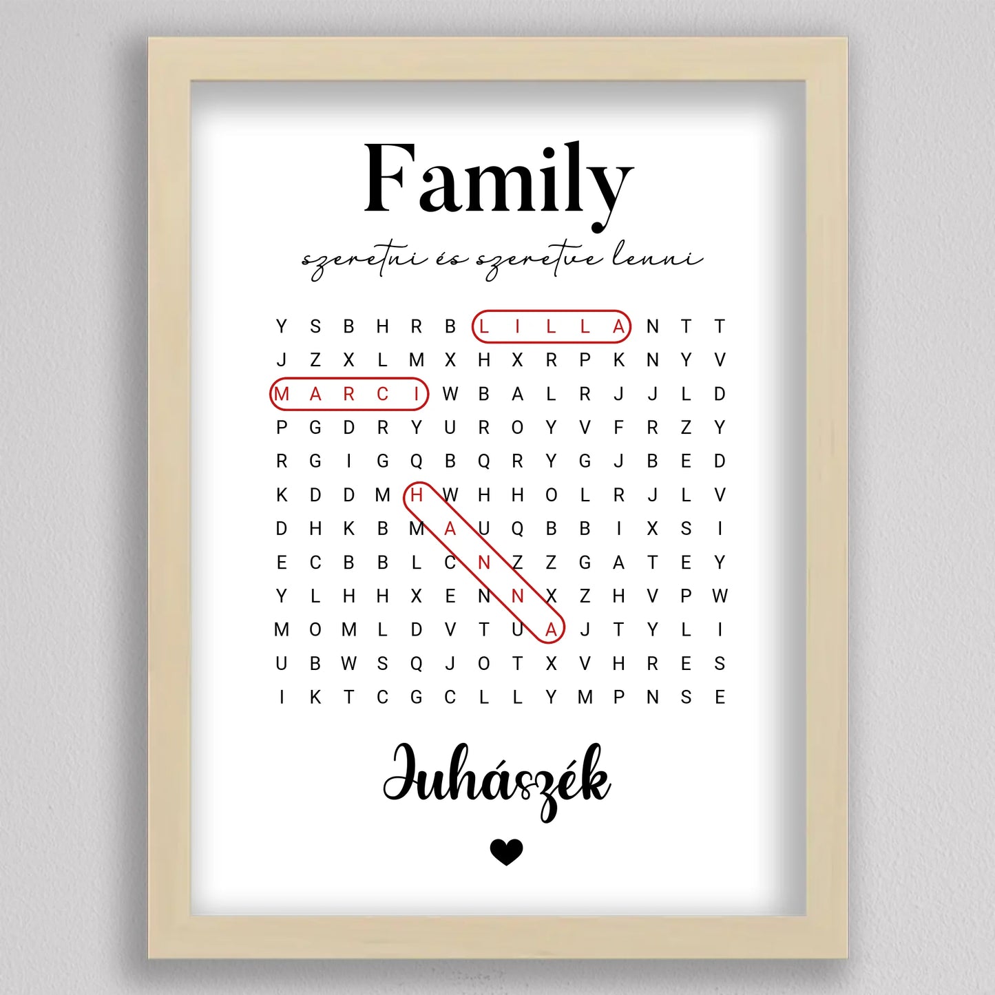 A Mi Családunk – Egyedi Szókereső Falikép