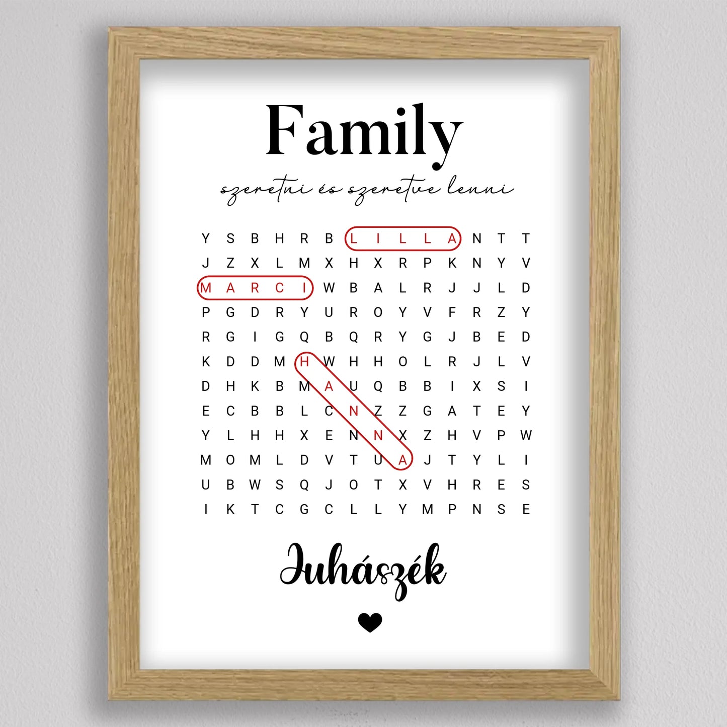 A Mi Családunk – Egyedi Szókereső Falikép