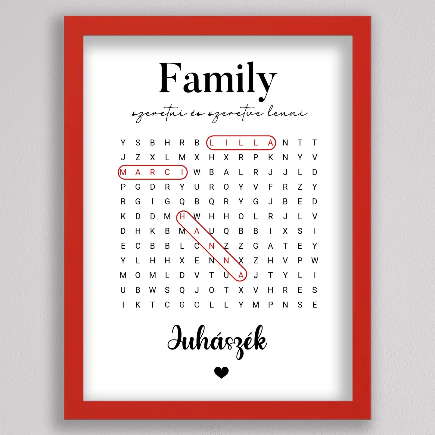A Mi Családunk – Egyedi Szókereső Falikép