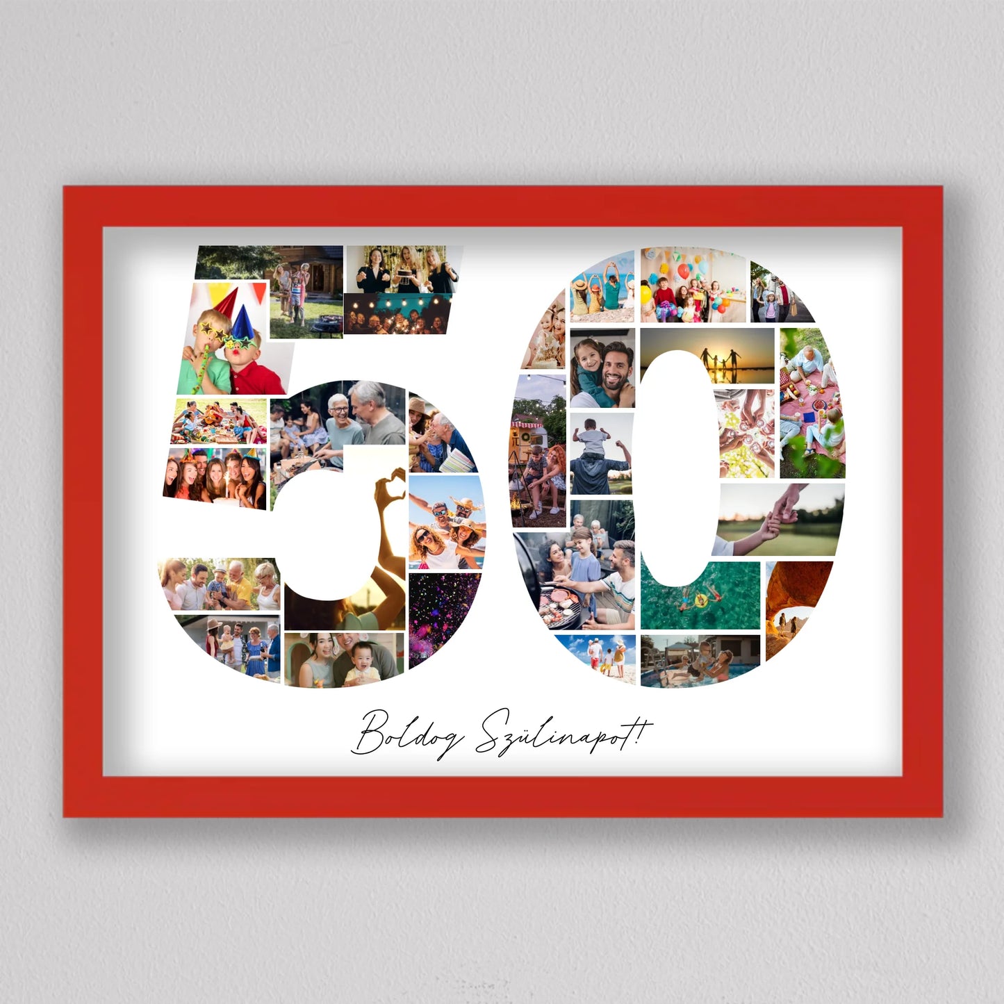 Egyedi számos fotó kollázs 50. születésnapra, évfordulóra #2